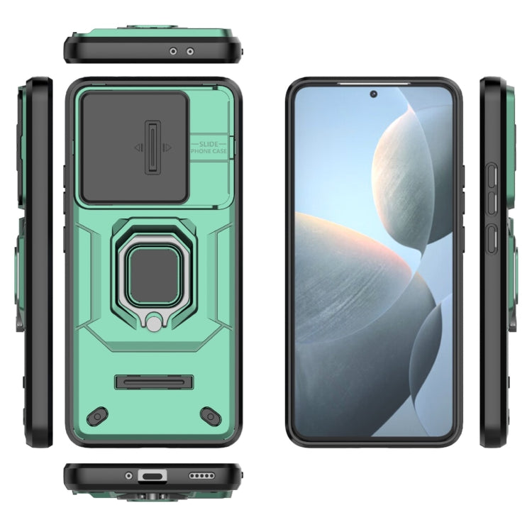 For Xiaomi Redmi K70 5G Sliding Camshield TPU + PC Shockproof Phone Case with Holder(Green) - Xiaomi Cases by PMC Jewellery | Online Shopping South Africa | PMC Jewellery | Buy Now Pay Later Mobicred