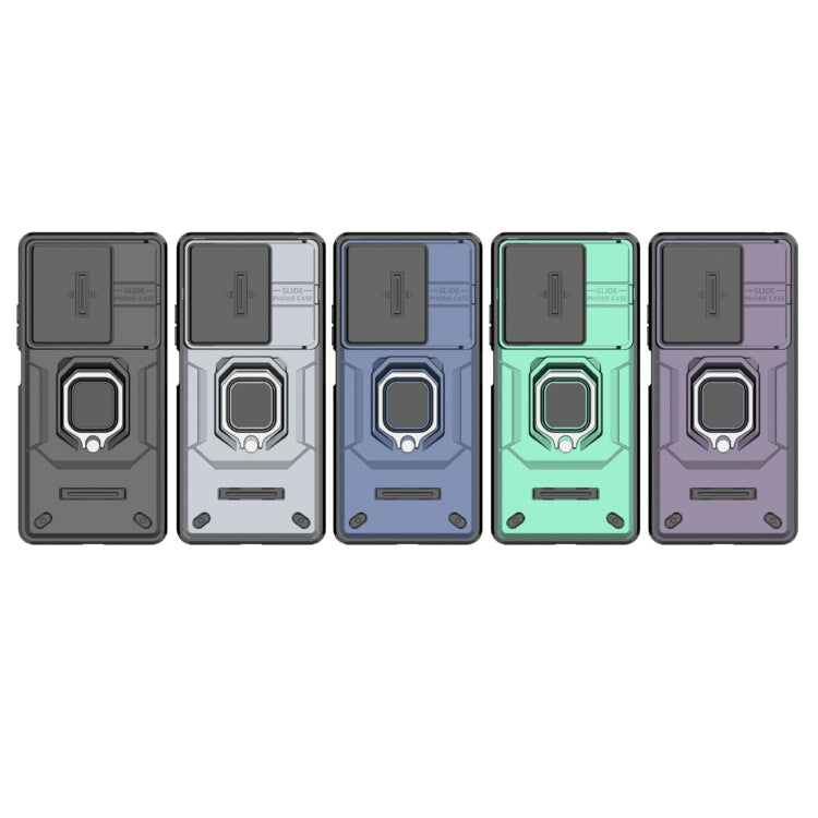 For Xiaomi Redmi Note 13R Pro 5G Sliding Camshield TPU + PC Shockproof Phone Case with Holder(Purple) - Xiaomi Cases by PMC TechLife | Online Shopping South Africa | PMC TechLife | Buy Now Pay Later Mobicred