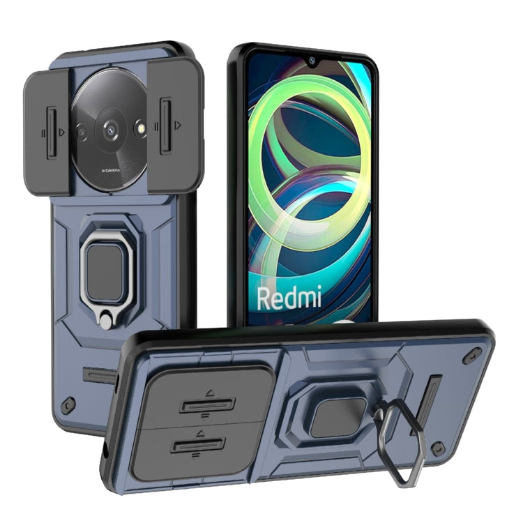 For Xiaomi Redmi A3 4G Global Sliding Camshield TPU + PC Shockproof Phone Case with Holder(Blue) - Xiaomi Cases by PMC TechLife | Online Shopping South Africa | PMC TechLife | Buy Now Pay Later Mobicred