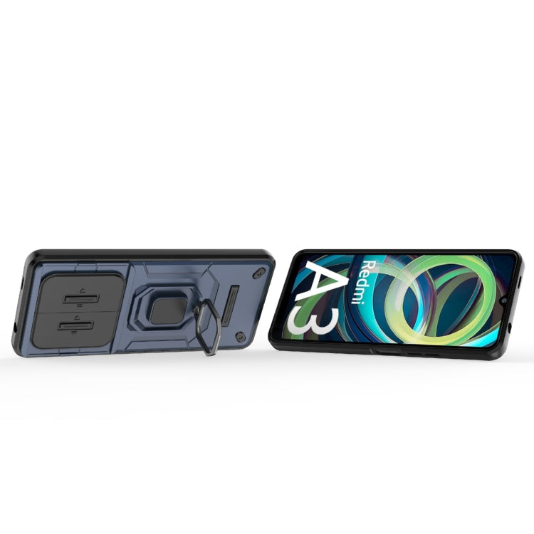 For Xiaomi Redmi A3 4G Global Sliding Camshield TPU + PC Shockproof Phone Case with Holder(Blue) - Xiaomi Cases by PMC TechLife | Online Shopping South Africa | PMC TechLife | Buy Now Pay Later Mobicred