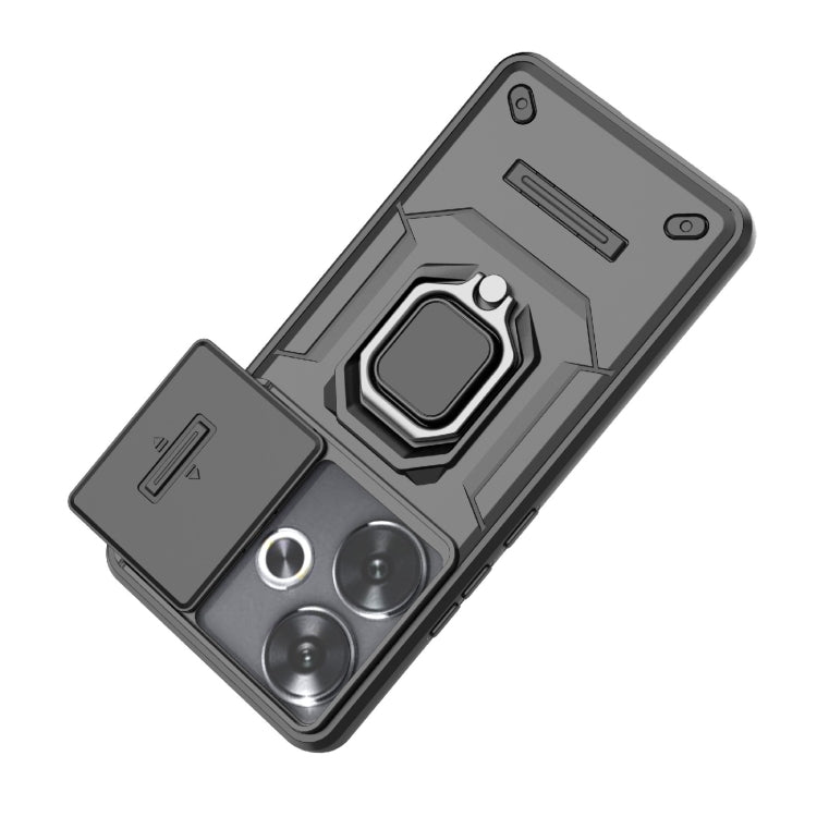 For Xiaomi Redmi Turbo 3 5G Sliding Camshield TPU + PC Shockproof Phone Case with Holder(Green) - Xiaomi Cases by PMC TechLife | Online Shopping South Africa | PMC TechLife | Buy Now Pay Later Mobicred
