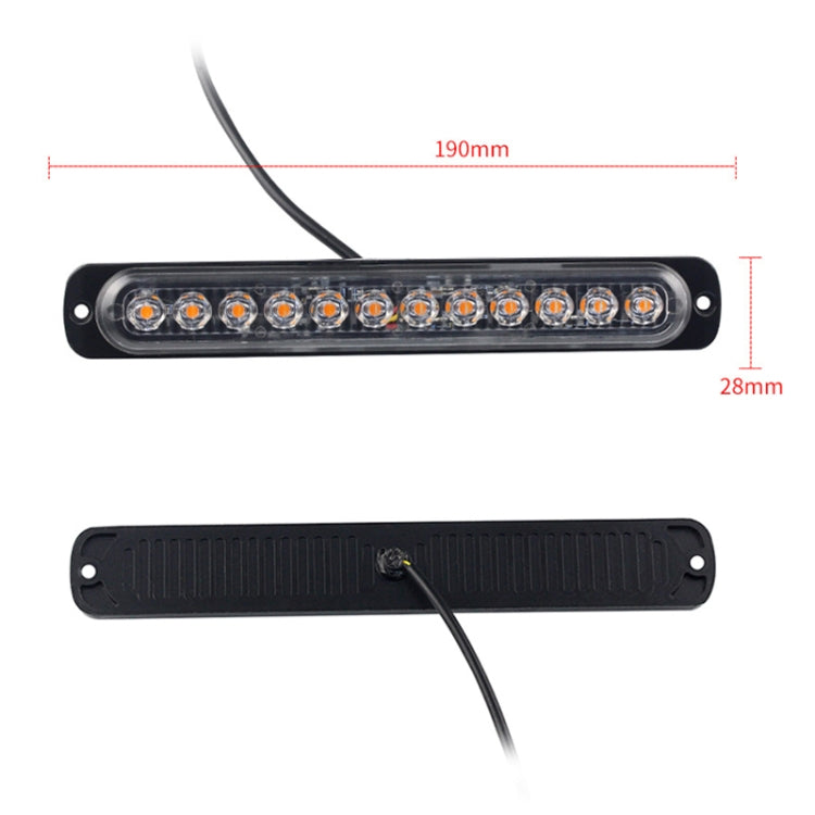 DC12V-24V / 36W Car Truck Emergency Strobe Flash Warning Light 12LEDs Long Ultra-thin Side Lights(Yellow) - Warning Lights by PMC TechLife | Online Shopping South Africa | PMC TechLife | Buy Now Pay Later Mobicred