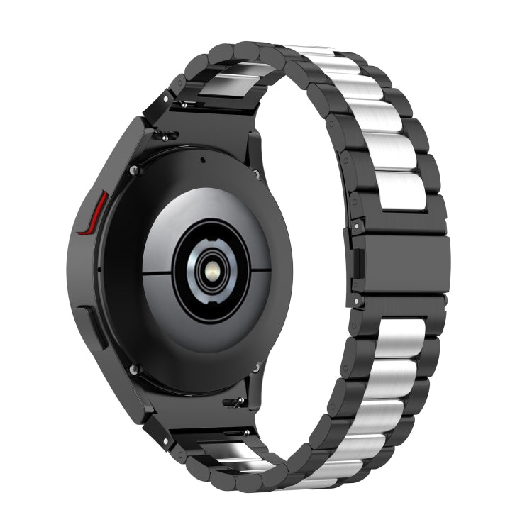 For Samsung Galaxy Watch 6 / 6 Classic Three Bead Stainless Steel Watch Band(Black Silver) - free shipping - PMC TechLife - Order now!