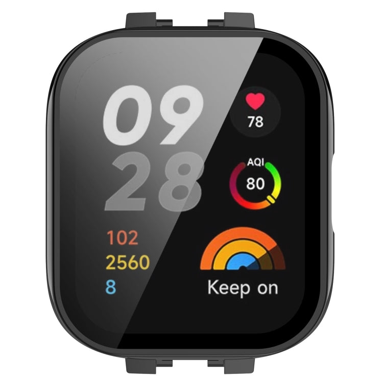 For Redmi Watch 3 Lite / Redmi Watch 3 Active PC + Tempered Film Integrated Watch Protective Case(Black) - Watch Cases by PMC TechLife | Online Shopping South Africa | PMC TechLife | Buy Now Pay Later Mobicred