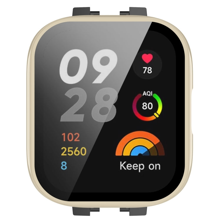 For Redmi Watch 3 Lite / Redmi Watch 3 Active PC + Tempered Film Integrated Watch Protective Case(Ivory White) - Watch Cases by PMC TechLife | Online Shopping South Africa | PMC TechLife