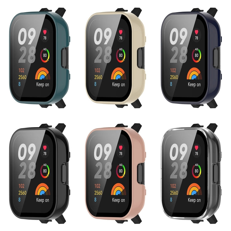 For Xiaomi Mi Watch Lite 3 PC + Tempered Film Integrated Watch Protective Case(Ivory White) - Watch Cases by PMC TechLife | Online Shopping South Africa | PMC TechLife
