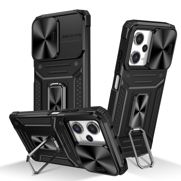 For Redmi Note 12 Pro Global Camshield Robot TPU Hybrid PC Phone Case(Black) - Note 12 Pro Cases by PMC TechLife | Online Shopping South Africa | PMC TechLife | Buy Now Pay Later Mobicred