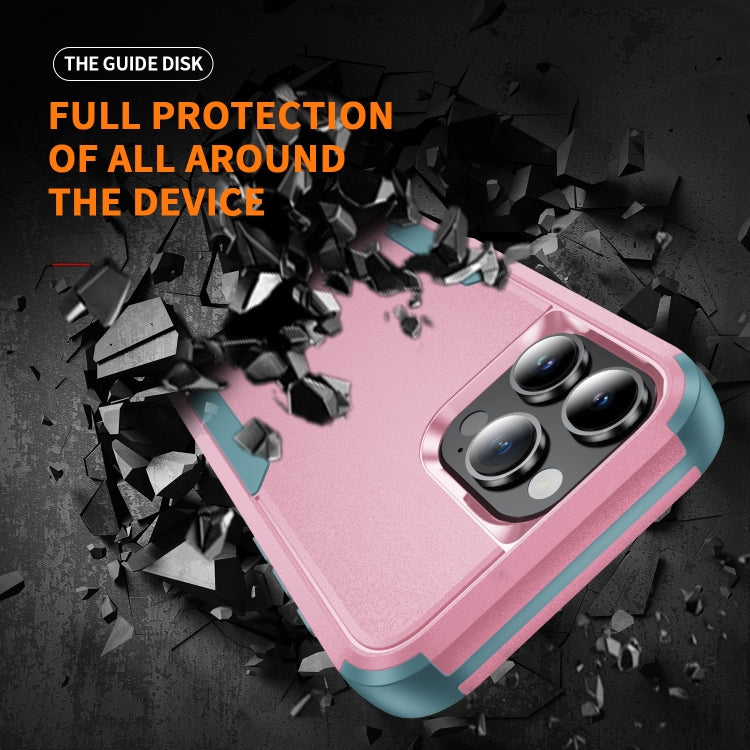 For iPhone 16 Pro Commuter Shockproof TPU + PC Phone Case(Pink+Grey Green) - free shipping - PMC TechLife - Order now!