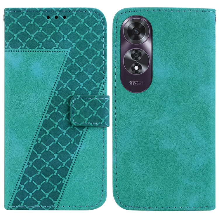 For OPPO A60 4G 7-shaped Embossed Leather Phone Case(Green) - OPPO Cases by PMC Jewellery | Online Shopping South Africa | PMC Jewellery | Buy Now Pay Later Mobicred