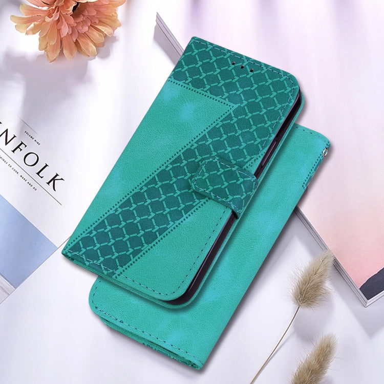 For Realme 12 5G 7-shaped Embossed Leather Phone Case(Green) - Realme Cases by PMC Jewellery | Online Shopping South Africa | PMC Jewellery | Buy Now Pay Later Mobicred