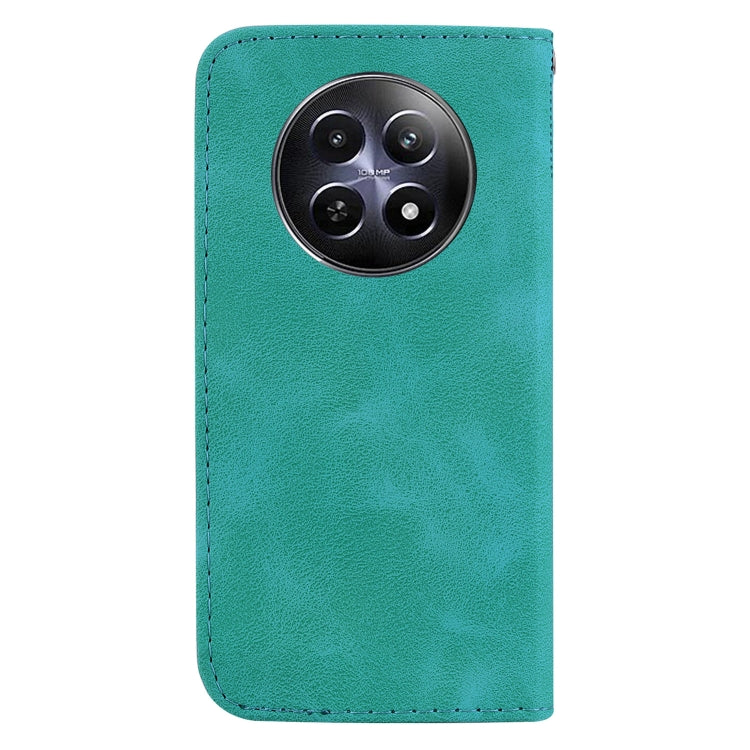 For Realme 12 5G 7-shaped Embossed Leather Phone Case(Green) - Realme Cases by PMC Jewellery | Online Shopping South Africa | PMC Jewellery | Buy Now Pay Later Mobicred