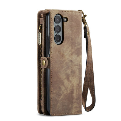 For Samsung Galaxy Z Fold5 CaseMe 008 Multifunctional Zipper Wallet Phone Leather Case(Brown) - Galaxy Z Fold5 Cases by CaseMe | Online Shopping South Africa | PMC Jewellery | Buy Now Pay Later Mobicred