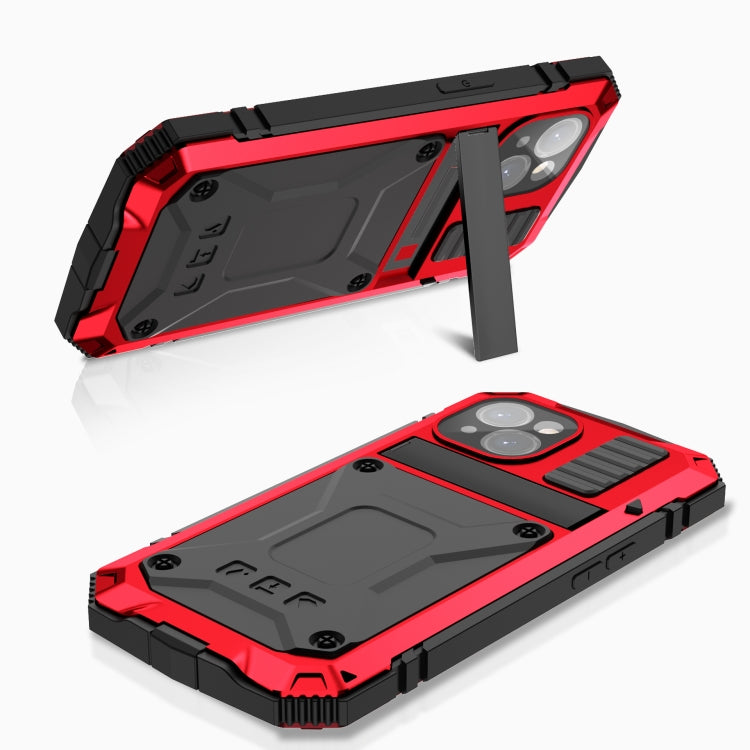 For iPhone 15 Plus R-JUST Shockproof Life Waterproof Dust-proof Metal + Silicone Phone Case with Holder(Red) - iPhone 15 Plus Cases by R-JUST | Online Shopping South Africa | PMC TechLife