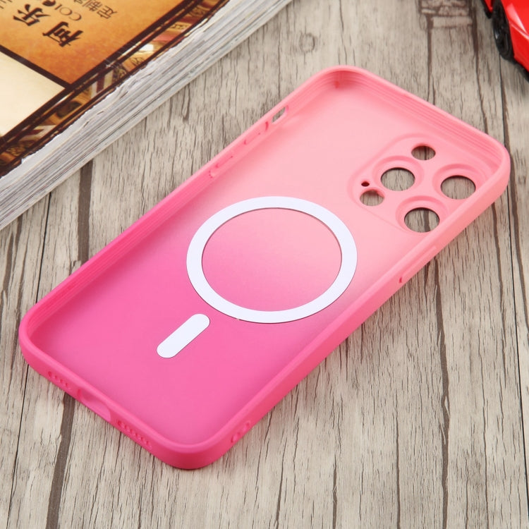 For iPhone 15 Liquid TPU Silicone Gradient MagSafe Phone Case(Pink Red) - iPhone 15 Cases by PMC Jewellery | Online Shopping South Africa | PMC Jewellery