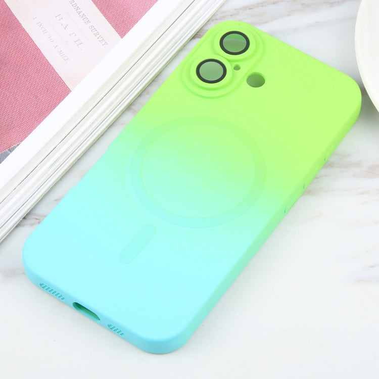 For iPhone 16 Liquid TPU Silicone Gradient MagSafe Phone Case(Cyan Blue) - iPhone 16 Cases by PMC TechLife | Online Shopping South Africa | PMC TechLife | Buy Now Pay Later Mobicred