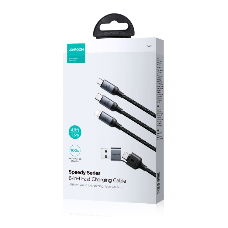 JOYROOM A21 3.5A USB+Type-C to 8 Pin+Type-C+Micro USB 3 in 2 Charging Cable, Length: 1.2m(Black) - free shipping - PMC Jewellery - Order now!