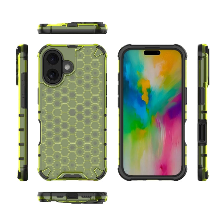 For iPhone 16 Honeycomb Shockproof Phone Case(Green) - iPhone 16 Cases by PMC Jewellery | Online Shopping South Africa | PMC Jewellery | Buy Now Pay Later Mobicred