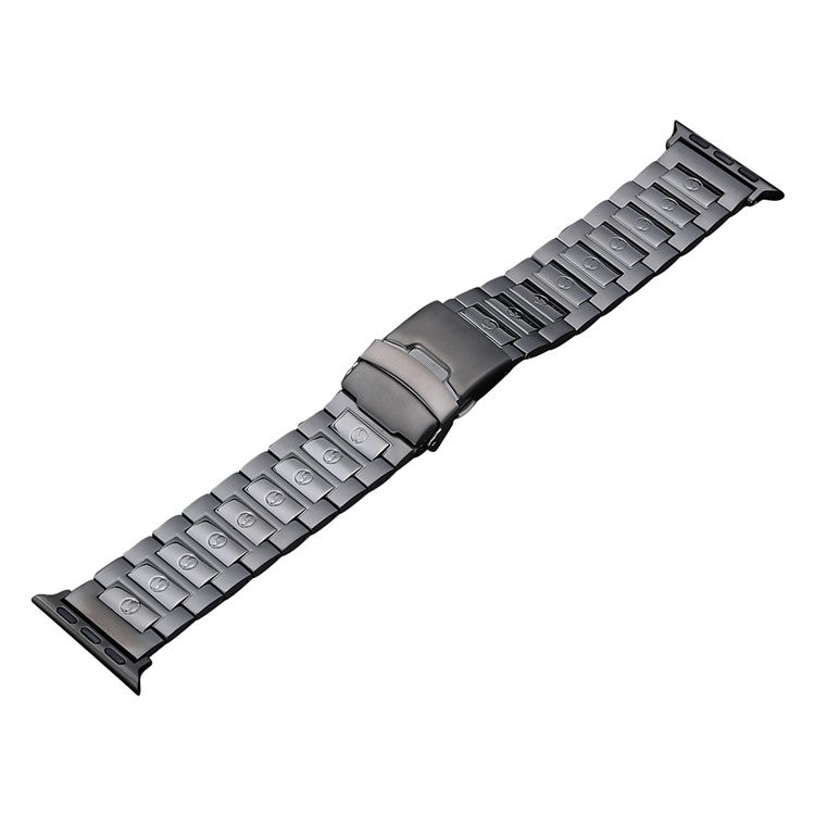 For Apple Watch SE 2022 44mm Safety Buckle Titanium Steel Watch Band(Grey) - Watch Bands by PMC Jewellery | Online Shopping South Africa | PMC Jewellery