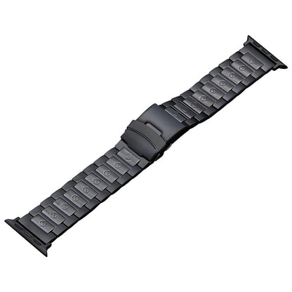 For Apple Watch SE 44mm Safety Buckle Titanium Steel Watch Band(Black) - Watch Bands by PMC Jewellery | Online Shopping South Africa | PMC Jewellery