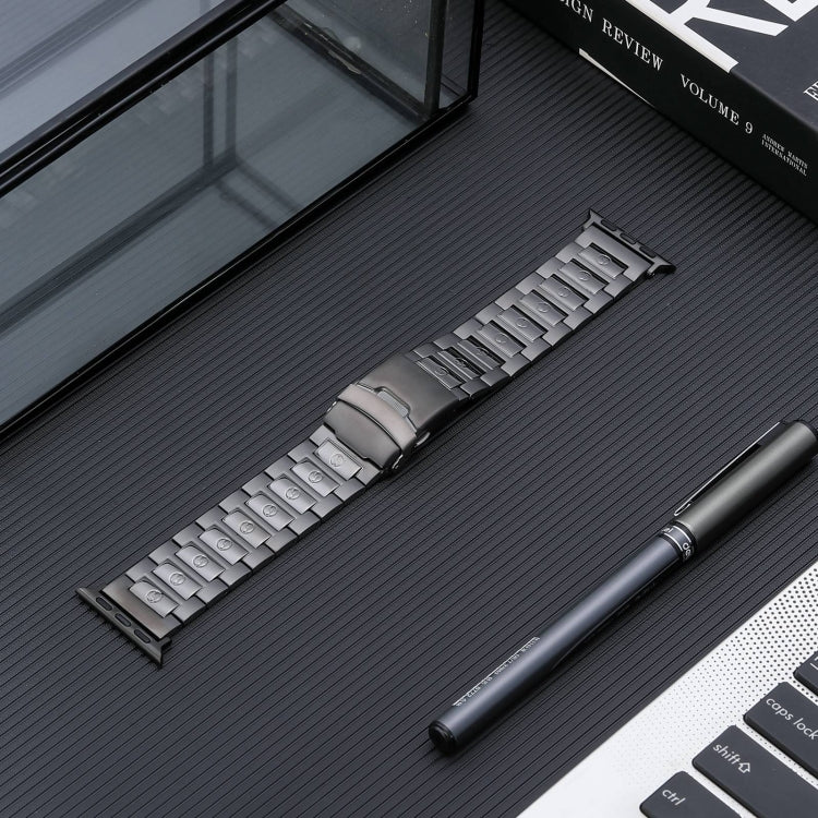 For Apple Watch 42mm Safety Buckle Titanium Steel Watch Band(Grey) - Watch Bands by PMC TechLife | Online Shopping South Africa | PMC TechLife