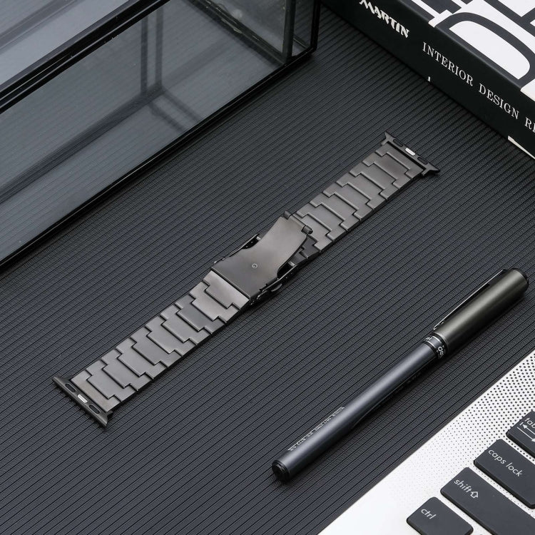 For Apple Watch 42mm Safety Buckle Titanium Steel Watch Band(Grey) - Watch Bands by PMC TechLife | Online Shopping South Africa | PMC TechLife