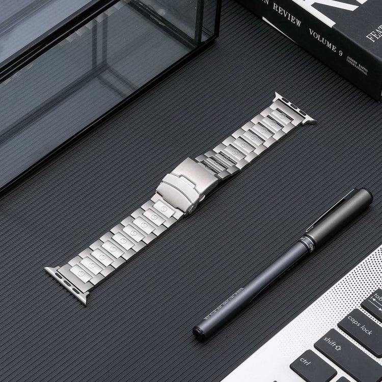 For Apple Watch 42mm Safety Buckle Titanium Steel Watch Band(Silver) - Watch Bands by PMC TechLife | Online Shopping South Africa | PMC TechLife