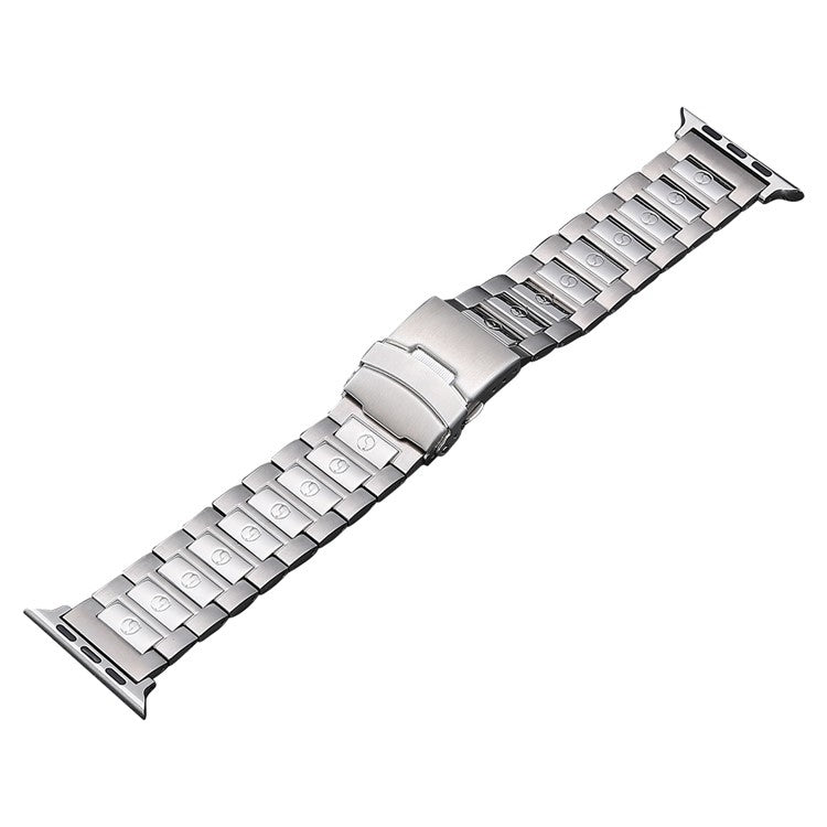 For Apple Watch 38mm Safety Buckle Titanium Steel Watch Band(Silver) - Watch Bands by PMC TechLife | Online Shopping South Africa | PMC TechLife