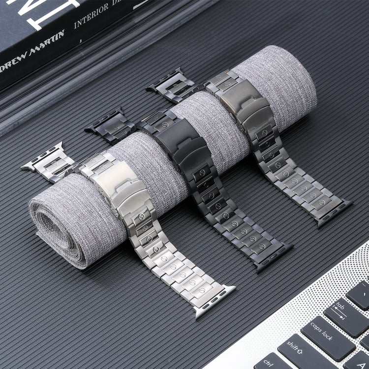 For Apple Watch 38mm Safety Buckle Titanium Steel Watch Band(Silver) - Watch Bands by PMC TechLife | Online Shopping South Africa | PMC TechLife