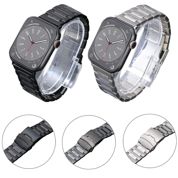 For Apple Watch 42mm Safety Buckle Titanium Steel Watch Band(Grey) - Watch Bands by PMC TechLife | Online Shopping South Africa | PMC TechLife