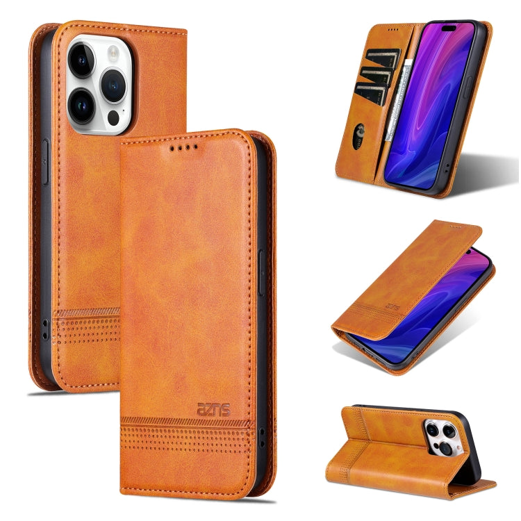 For iPhone 16 Pro Max AZNS Magnetic Calf Texture Flip Leather Phone Case(Light Brown) - iPhone 16 Pro Max Cases by AZNS | Online Shopping South Africa | PMC TechLife | Buy Now Pay Later Mobicred