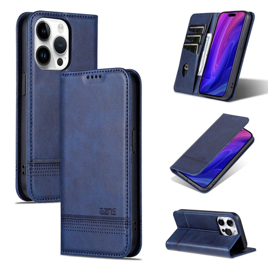 For iPhone 16 Pro AZNS Magnetic Calf Texture Flip Leather Phone Case(Dark Blue) - iPhone 16 Pro Cases by AZNS | Online Shopping South Africa | PMC Jewellery | Buy Now Pay Later Mobicred