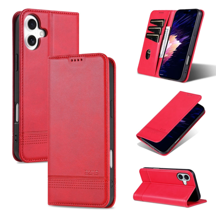 For iPhone 16 Plus AZNS Magnetic Calf Texture Flip Leather Phone Case(Red) - iPhone 16 Plus Cases by AZNS | Online Shopping South Africa | PMC Jewellery | Buy Now Pay Later Mobicred