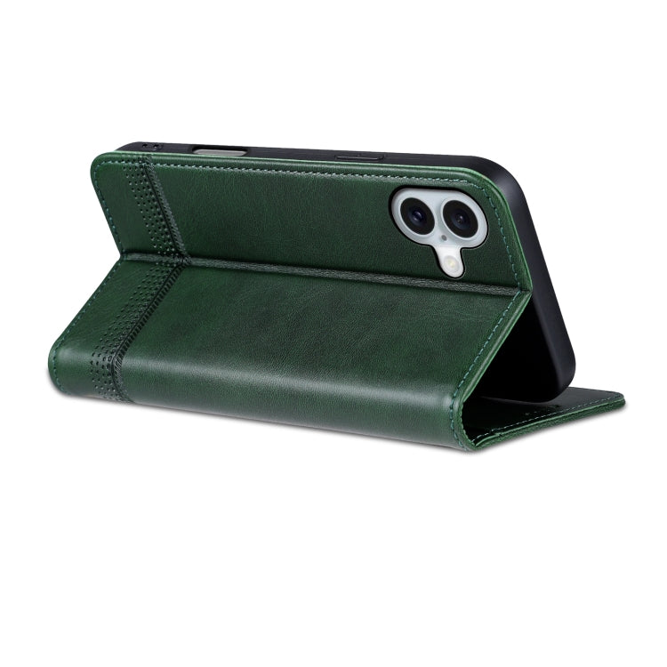 For iPhone 16 AZNS Magnetic Calf Texture Flip Leather Phone Case(Dark Green) - iPhone 16 Cases by AZNS | Online Shopping South Africa | PMC Jewellery | Buy Now Pay Later Mobicred