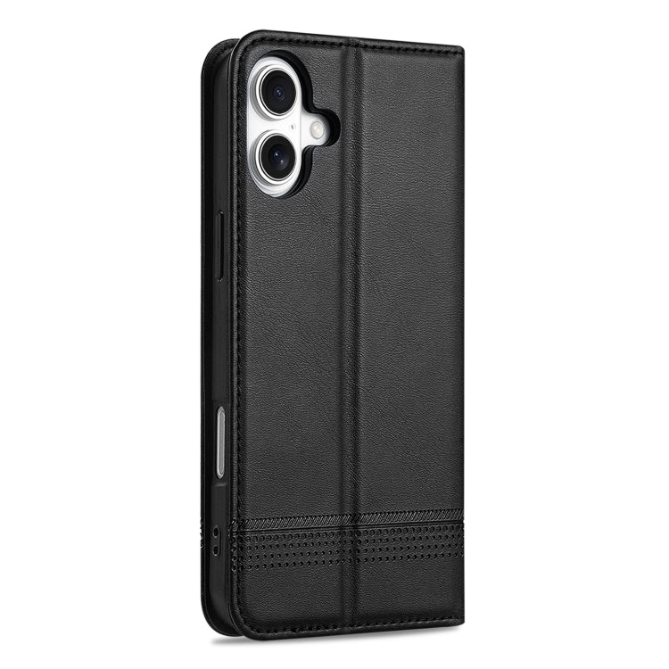 For iPhone 16 AZNS Magnetic Calf Texture Flip Leather Phone Case(Black) - iPhone 16 Cases by AZNS | Online Shopping South Africa | PMC Jewellery | Buy Now Pay Later Mobicred