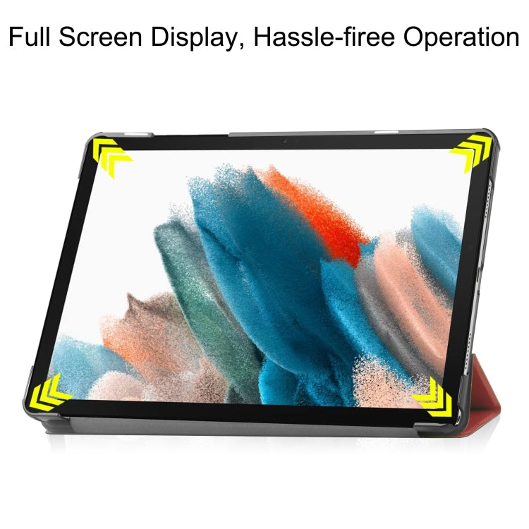For Samsung Galaxy Tab A9 Custer Pure Color 3-Fold Holder Leather Tablet Case(Wine Red) - Others by PMC TechLife | Online Shopping South Africa | PMC TechLife | Buy Now Pay Later Mobicred