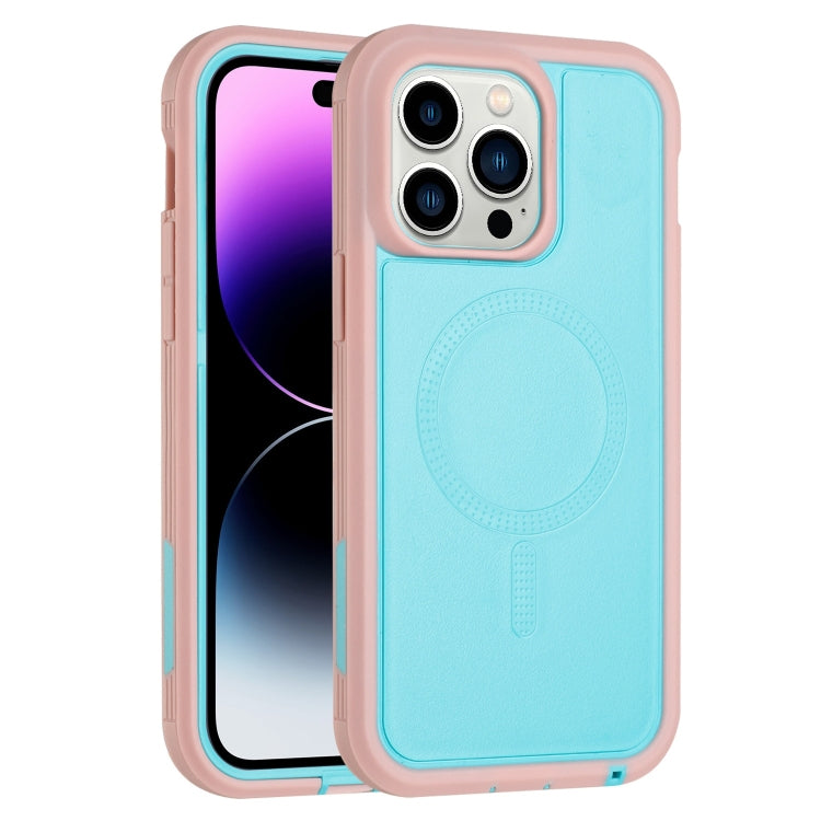 For iPhone 14 Pro Defender Series XT MagSafe Magnetic PC + TPU Shockproof Phone Case(Turquoise+Pink) - iPhone 14 Pro Cases by PMC Jewellery | Online Shopping South Africa | PMC Jewellery