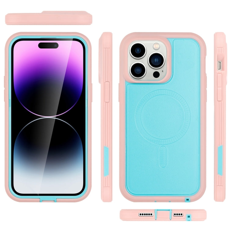 For iPhone 14 Pro Defender Series XT MagSafe Magnetic PC + TPU Shockproof Phone Case(Turquoise+Pink) - iPhone 14 Pro Cases by PMC Jewellery | Online Shopping South Africa | PMC Jewellery