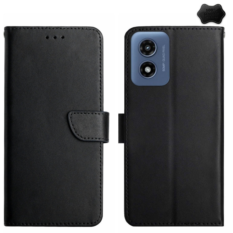 For Motorola Moto E14 Genuine Leather Fingerprint-proof Horizontal Flip Phone Case(Black) - Motorola Cases by PMC TechLife | Online Shopping South Africa | PMC TechLife | Buy Now Pay Later Mobicred