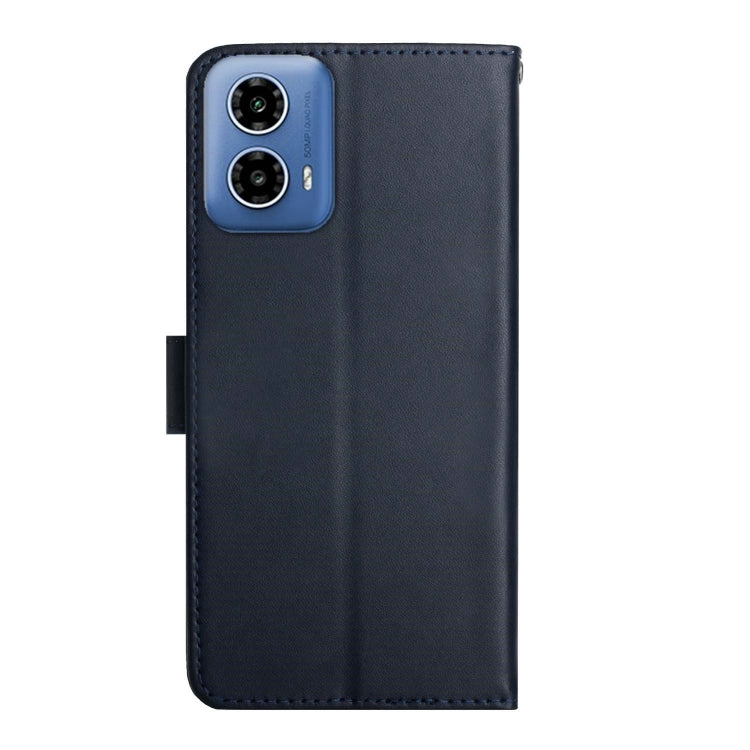 For Motorola Moto G85 5G Genuine Leather Fingerprint-proof Horizontal Flip Phone Case(Blue) - Motorola Cases by PMC TechLife | Online Shopping South Africa | PMC TechLife | Buy Now Pay Later Mobicred
