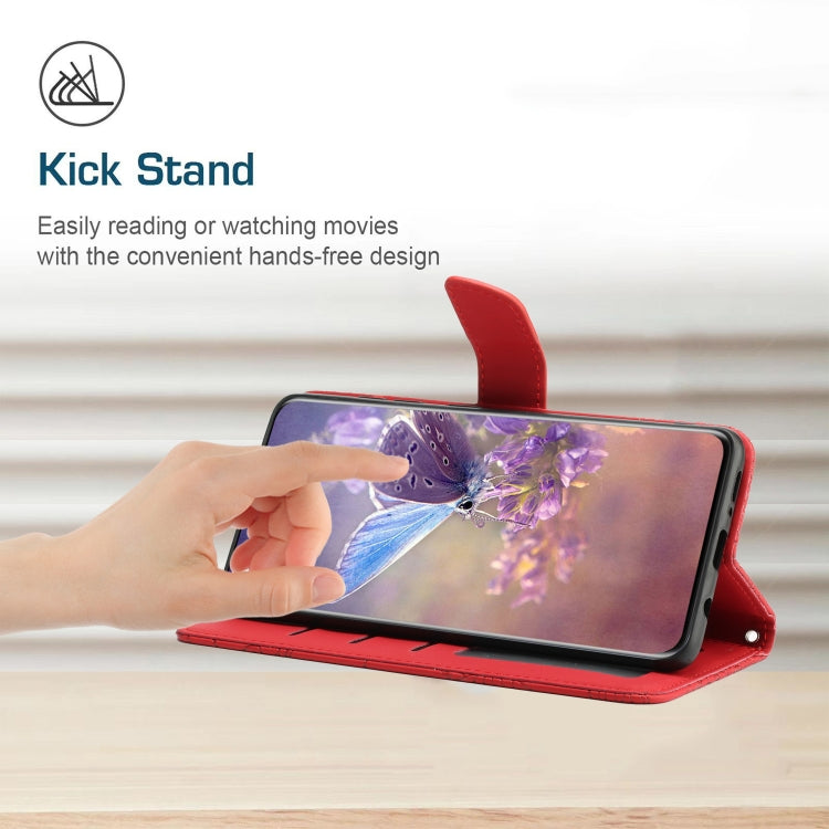 For Motorola Edge 5G 2024 HT03 Skin Feel Butterfly Embossed Flip Leather Phone Case(Red) - Motorola Cases by PMC Jewellery | Online Shopping South Africa | PMC Jewellery | Buy Now Pay Later Mobicred