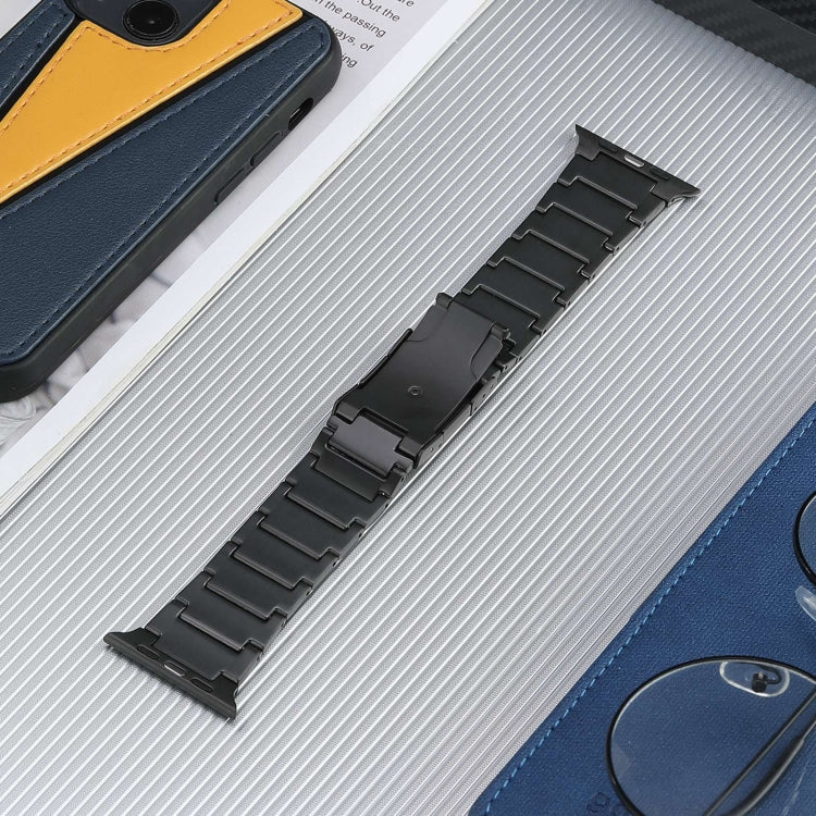For Apple Watch SE 44mm Five Beads Turtle Buckle Titanium Steel Watch Band(Black) - Watch Bands by PMC TechLife | Online Shopping South Africa | PMC TechLife