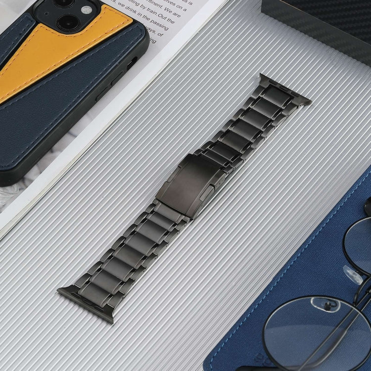For Apple Watch SE 44mm Five Beads Turtle Buckle Titanium Steel Watch Band(Grey) - Watch Bands by PMC TechLife | Online Shopping South Africa | PMC TechLife