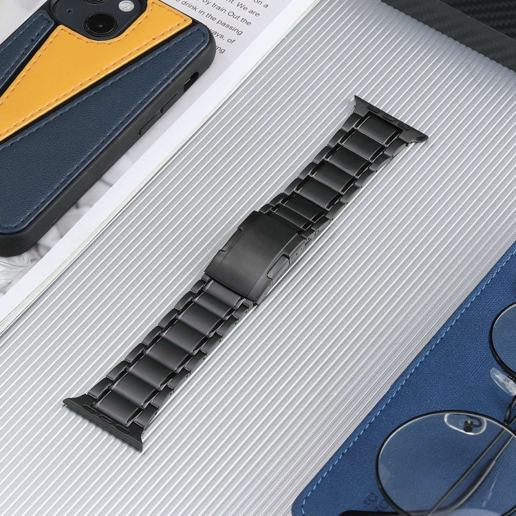 For Apple Watch 42mm Five Beads Turtle Buckle Titanium Steel Watch Band(Black) - Watch Bands by PMC TechLife | Online Shopping South Africa | PMC TechLife