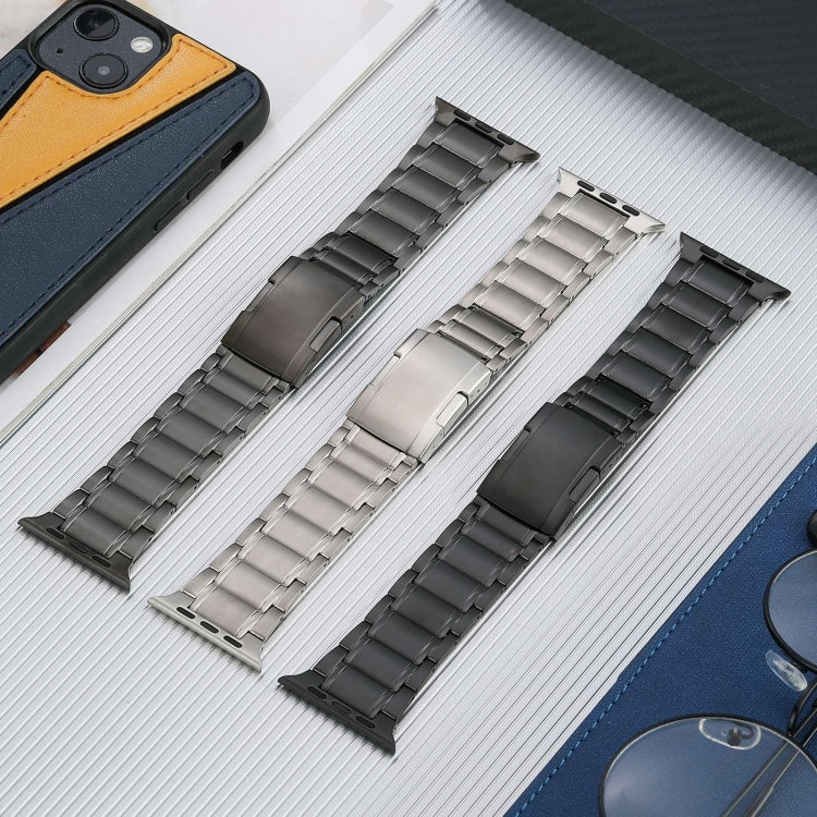 For Apple Watch 42mm Five Beads Turtle Buckle Titanium Steel Watch Band(Silver) - Watch Bands by PMC Jewellery | Online Shopping South Africa | PMC Jewellery