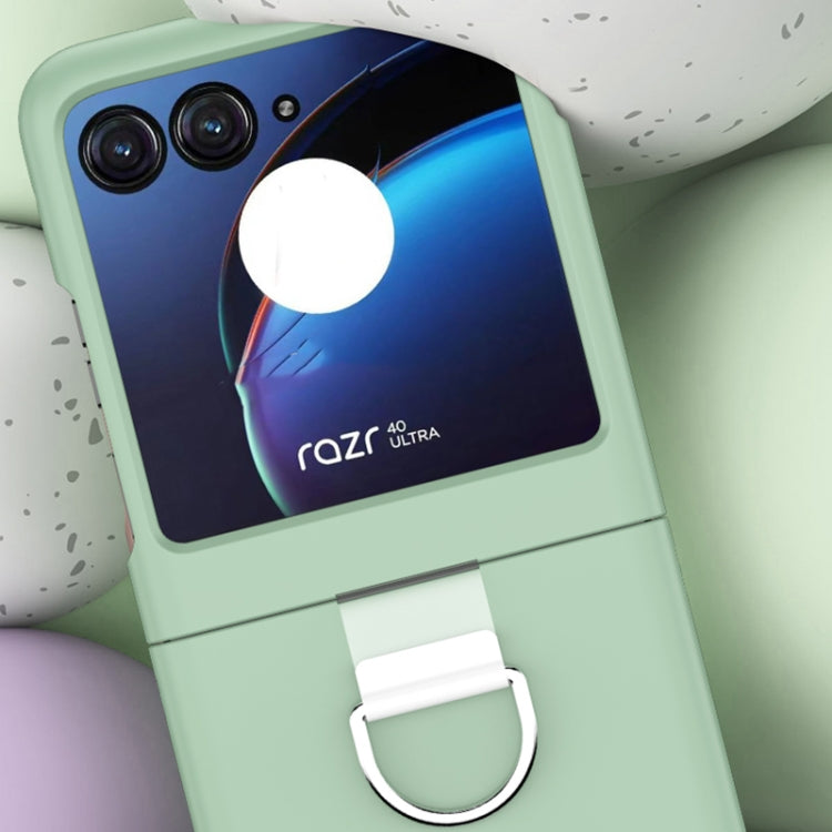For Motorola Razr 40 Ultra Skin Feel Silicone Foldable Phone Case with Ring(Dark Blue) - Motorola Cases by PMC TechLife | Online Shopping South Africa | PMC TechLife