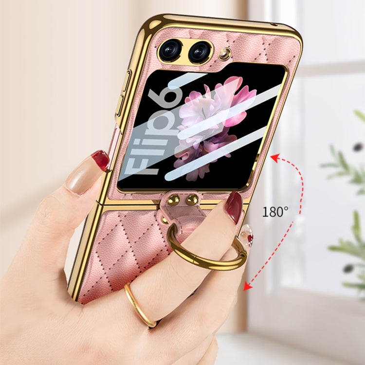 For Samsung Galaxy Z Flip6 / Flip7 FE GKK Integrated Plating Diamond Texture PU Phone Case with Ring(Purple) - free shipping - PMC Jewellery - Order now!
