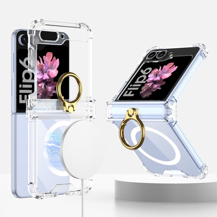 For Samsung Galaxy Z Flip6 GKK MagSafe Airbag Hinge Shockproof Phone Case with Ring Holder(Transparent) - Galaxy Z Flip6 5G Cases by GKK | Online Shopping South Africa | PMC Jewellery | Buy Now Pay Later Mobicred