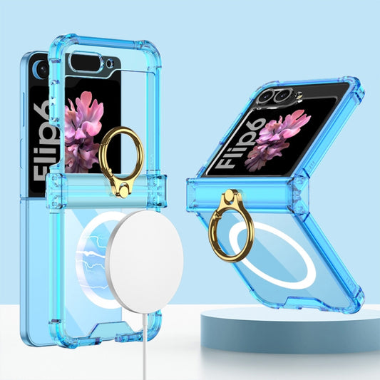 For Samsung Galaxy Z Flip6 GKK MagSafe Airbag Hinge Shockproof Phone Case with Ring Holder(Blue) - Galaxy Z Flip6 5G Cases by GKK | Online Shopping South Africa | PMC Jewellery | Buy Now Pay Later Mobicred