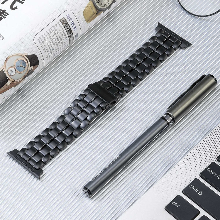 For Apple Watch SE 44mm Five Beads Titanium Steel Watch Band(Black) - Watch Bands by PMC Jewellery | Online Shopping South Africa | PMC Jewellery