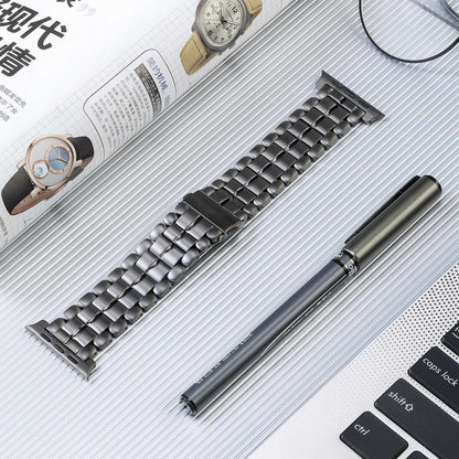 For Apple Watch Series 5 40mm Five Beads Titanium Steel Watch Band(Grey) - Watch Bands by PMC Jewellery | Online Shopping South Africa | PMC Jewellery